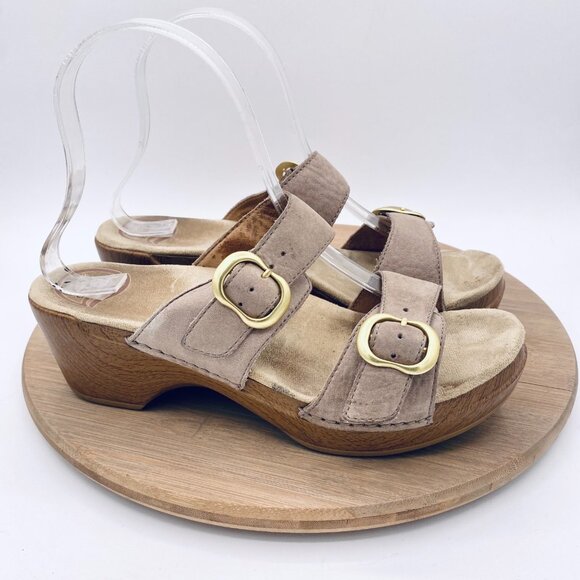 Dansko Sophie Sandals Womsns 8.5 39 Beige Leather Double Strap Boho Garden - Picture 7 of 12